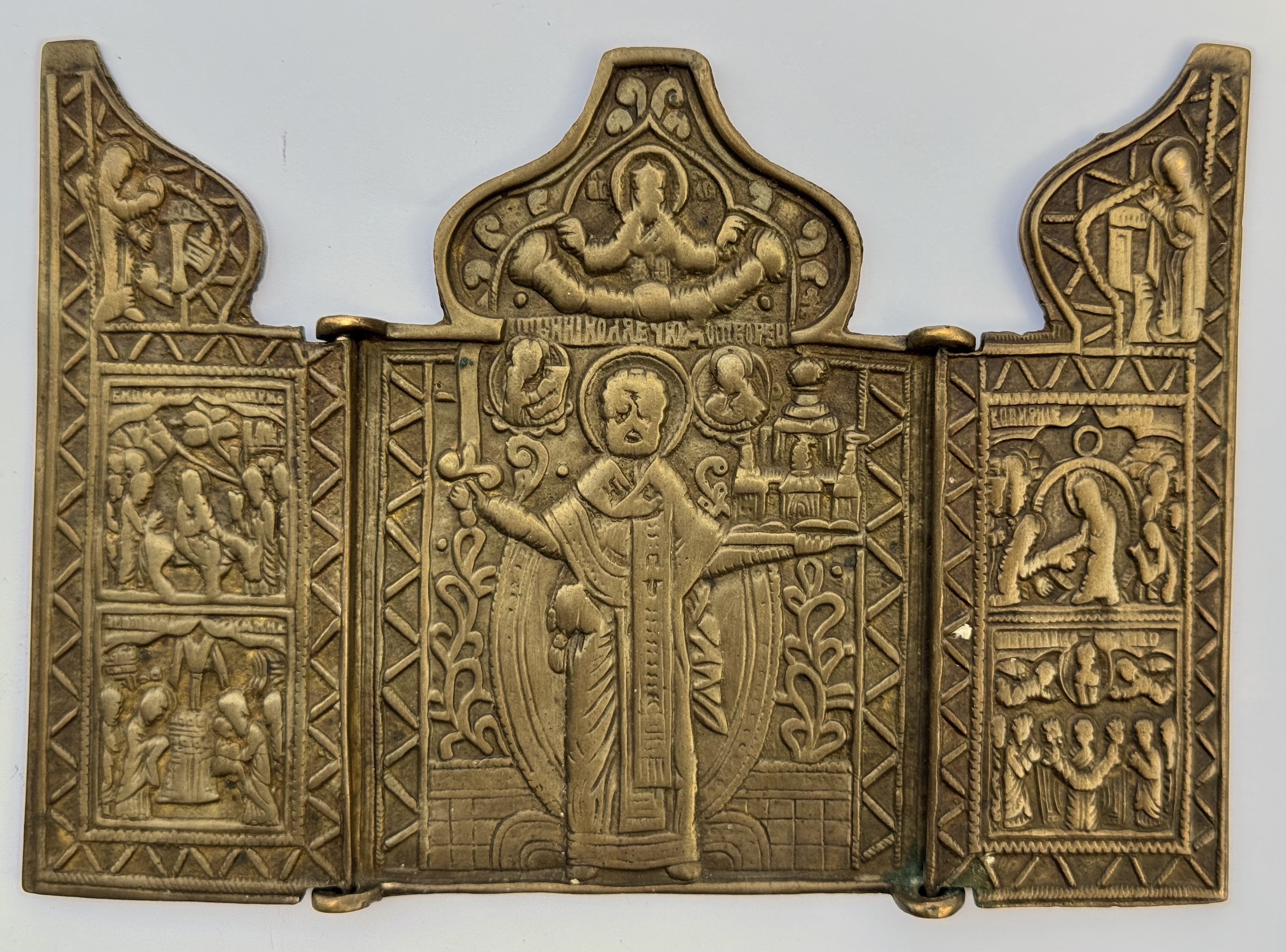 Russian Orthodox folding skladen travel icon of St. Nicholas of