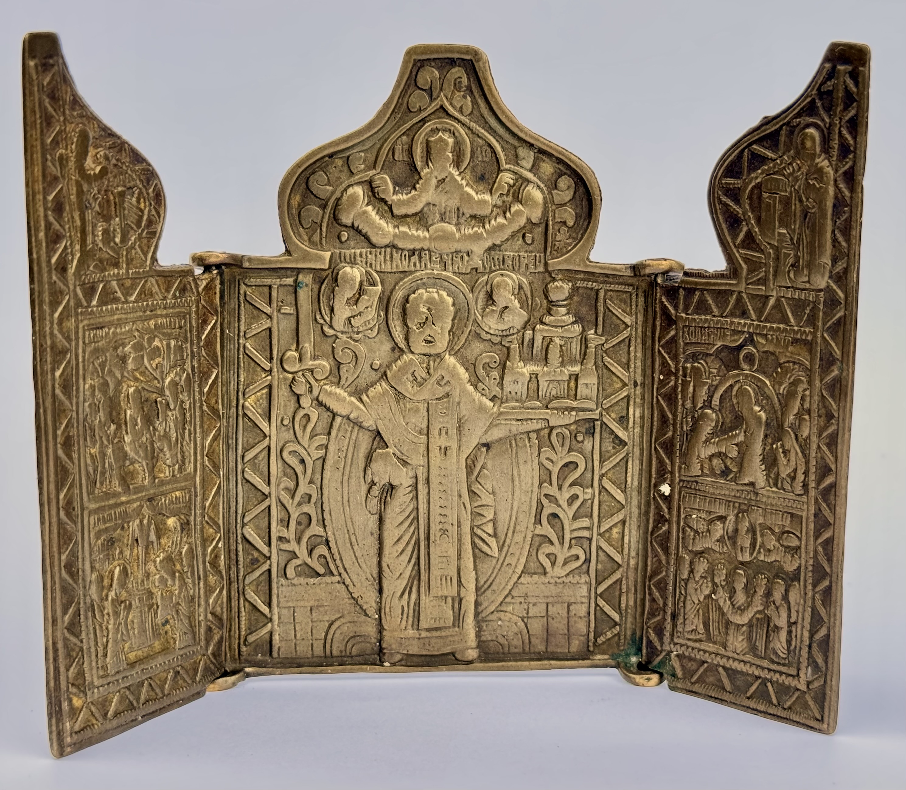 Russian Orthodox folding skladen travel icon of St. Nicholas of