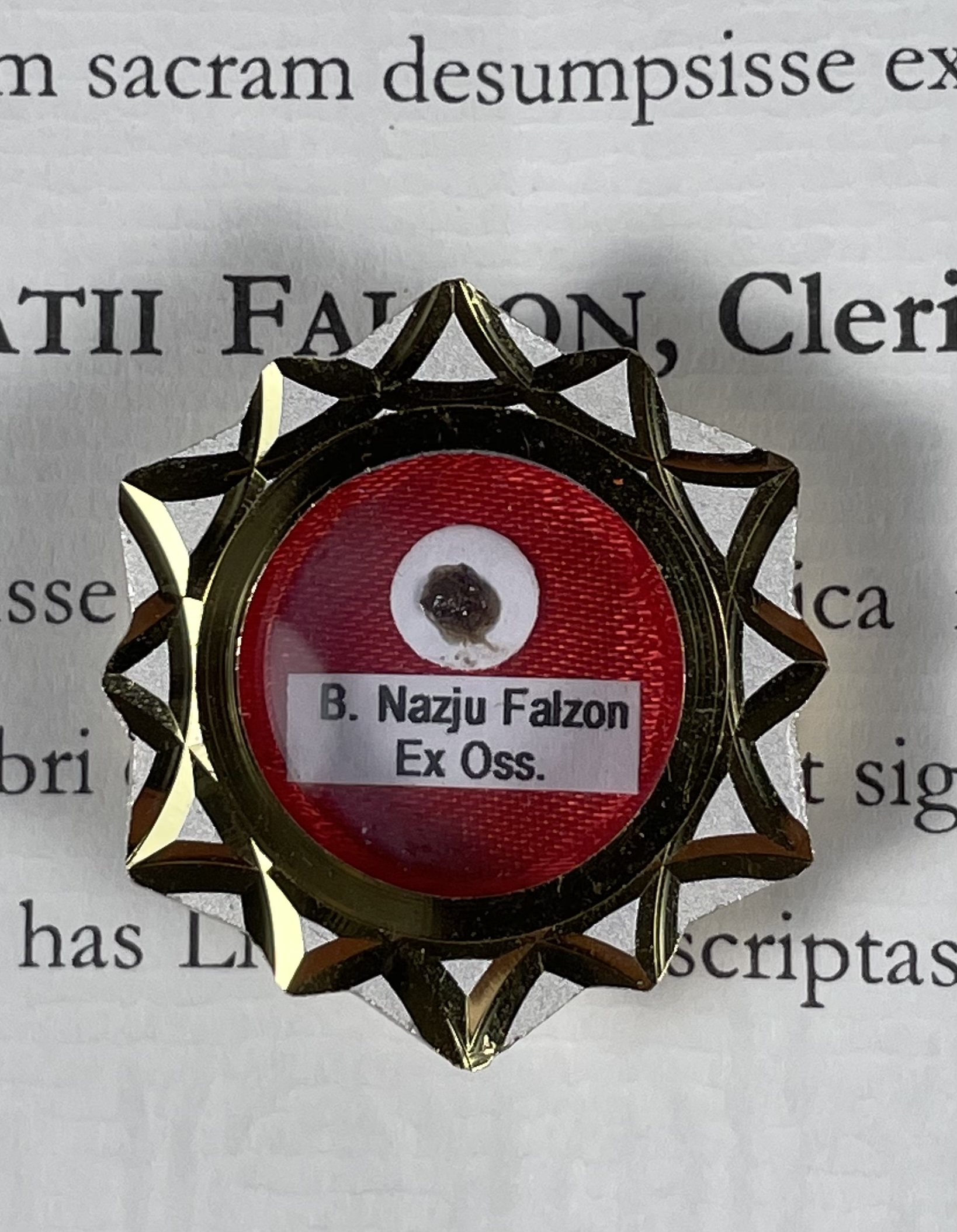 2001 Documented reliquary theca with a relic of the Maltese Blessed ...