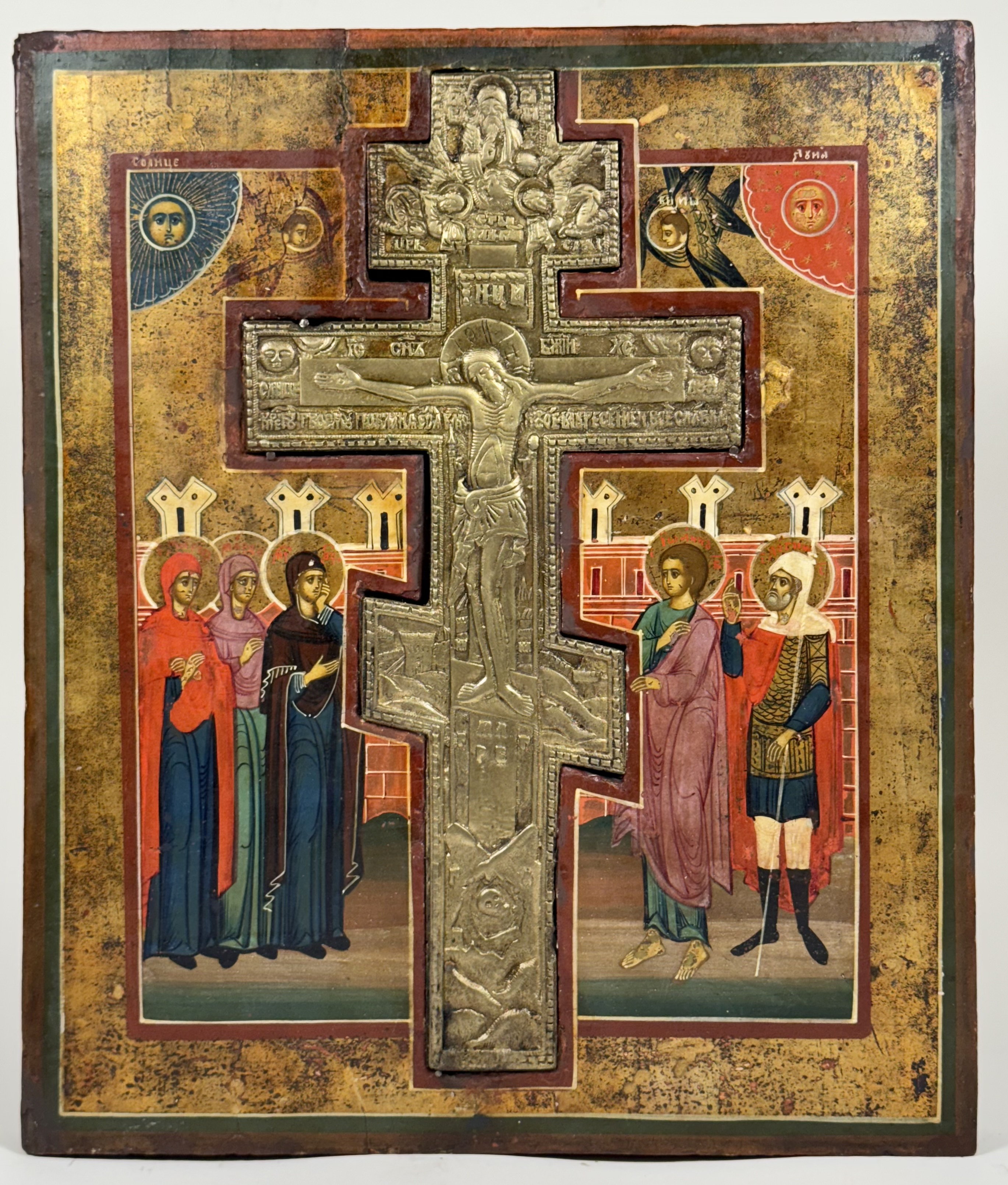 標本 Uruguay Thronistes rouxi 29mm Russian Staurotheke icon - The Crucifixion with Mourners