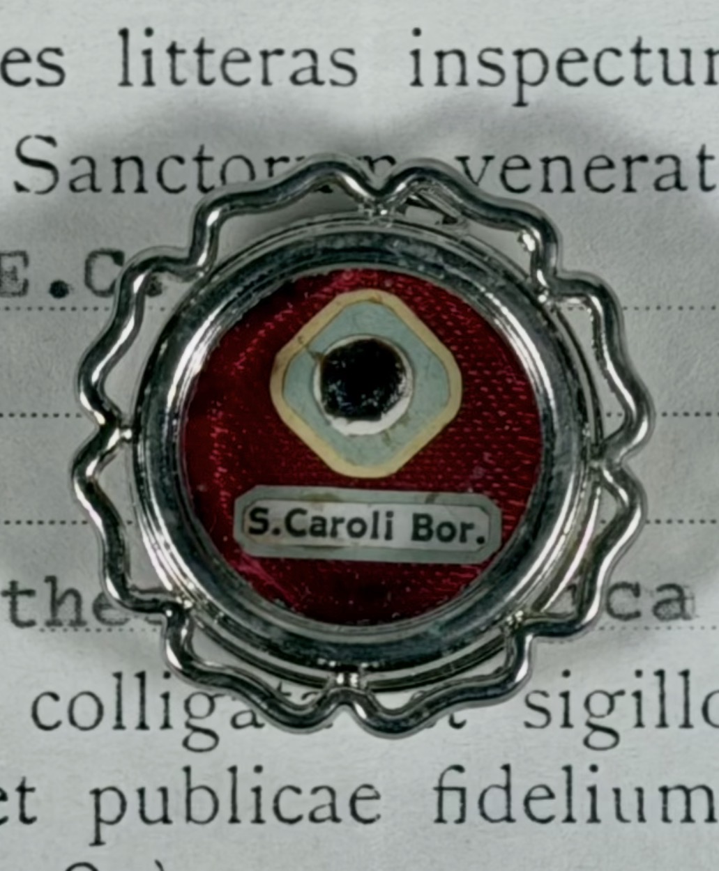 1992 Vatican documented reliquary with relic of St. Charles Borromeo ...